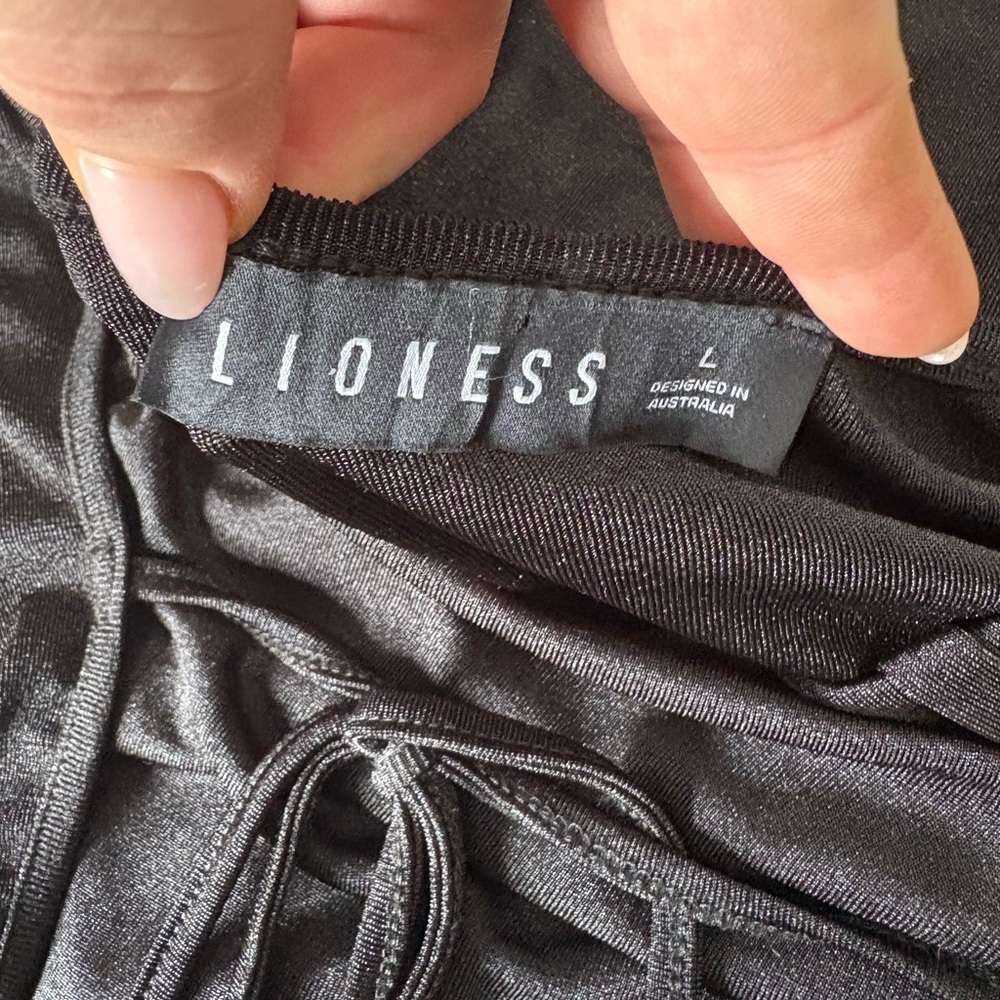 Lioness black Montana mini dress size large open back long sleeve sheer - Picture 10 of 11